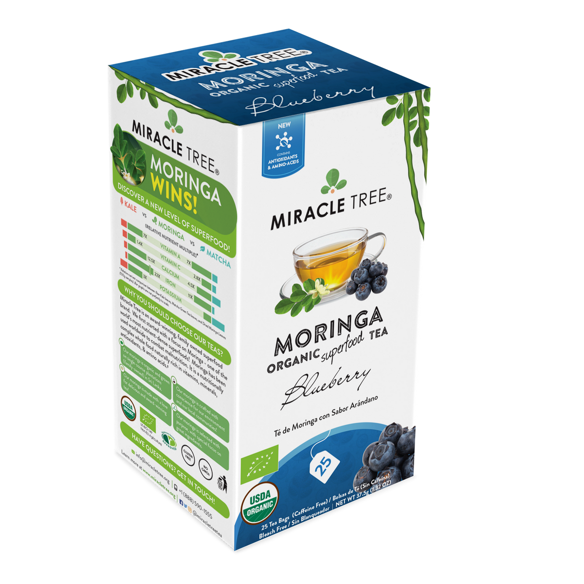 Miracle Tree Organic Moringa Tea Blueberry