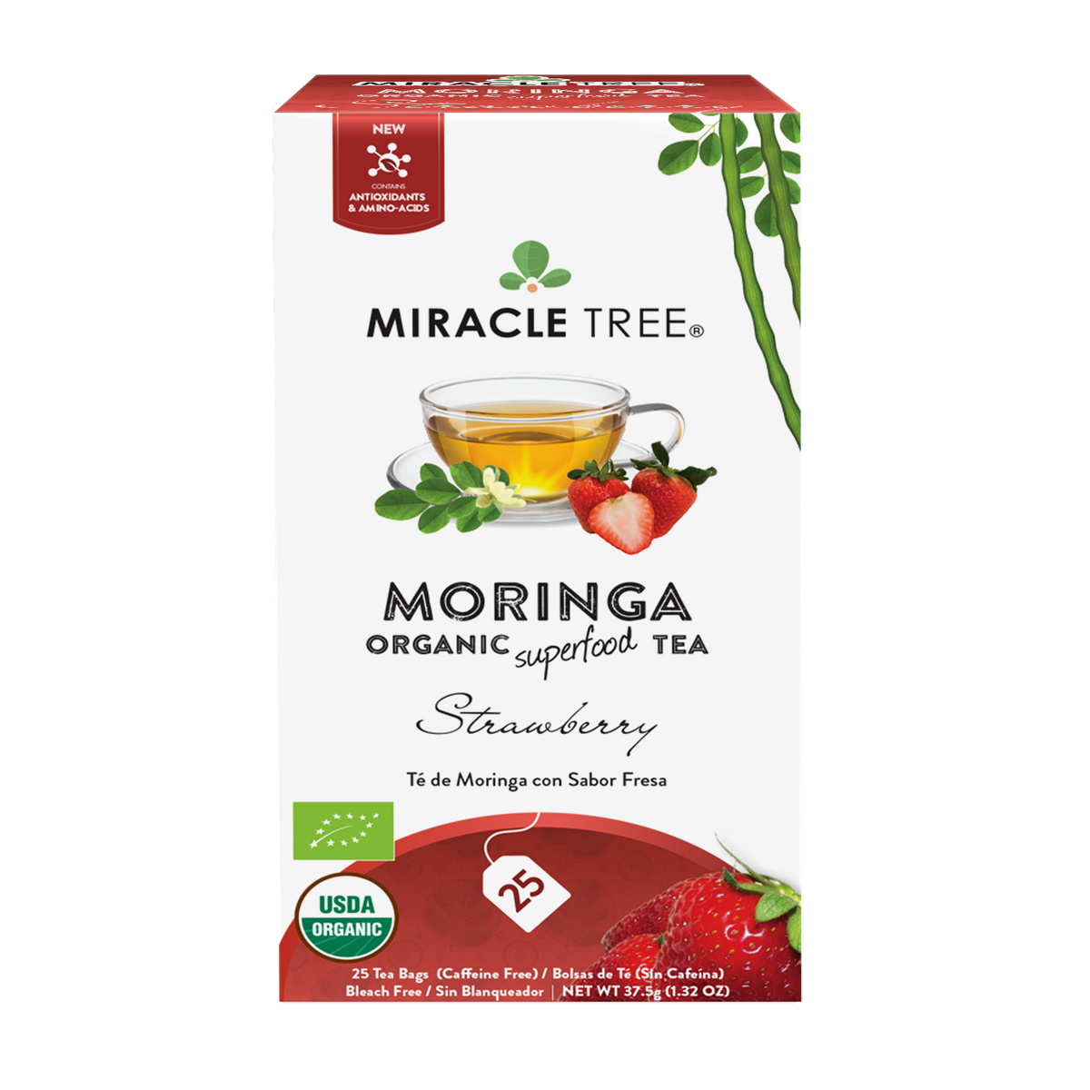 Miracle Tree Organic Moringa Tea Strawberry