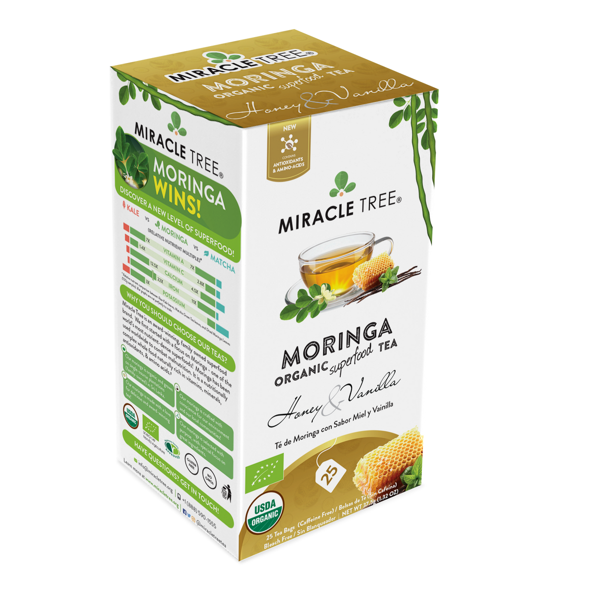 Miracle Tree Organic Moringa Tea Honey Vanilla