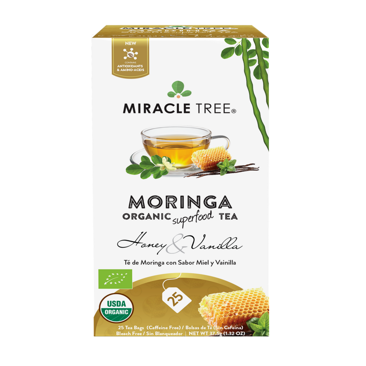 Miracle Tree Organic Moringa Tea Honey Vanilla